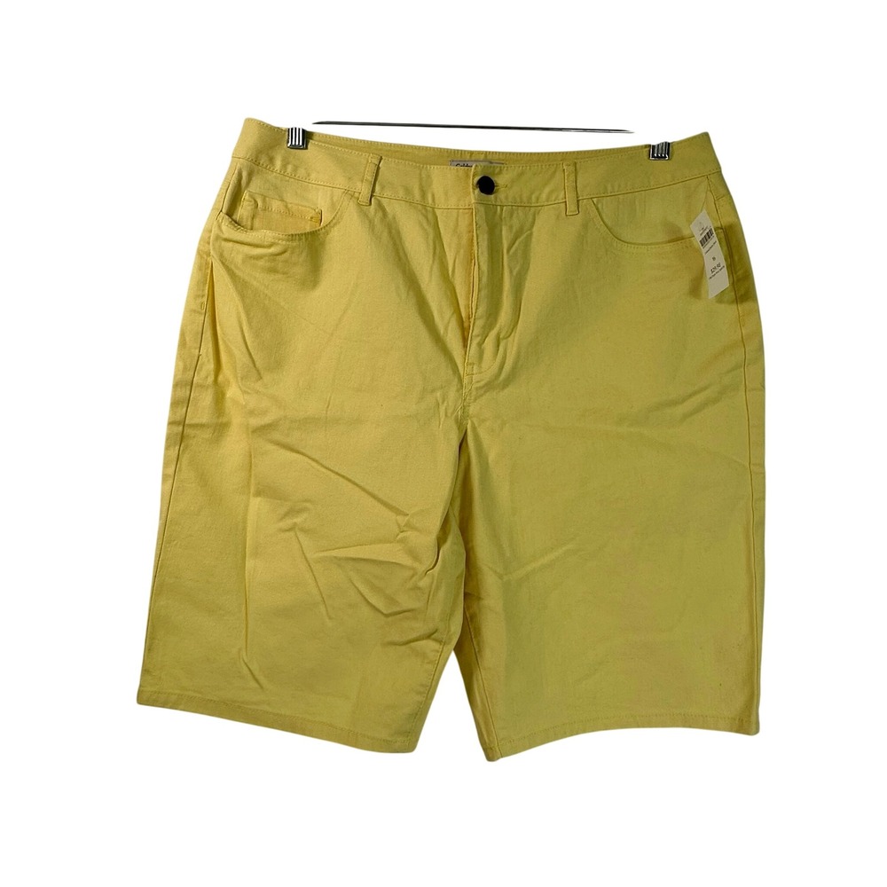 Coldwater Creek Womens Yellow Colored Denim Shorts Size 16 NWT